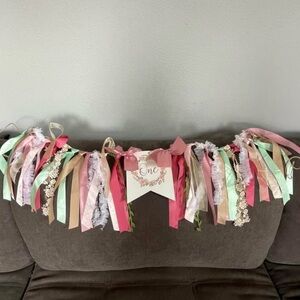 Pink and Cream One Birthday Banner